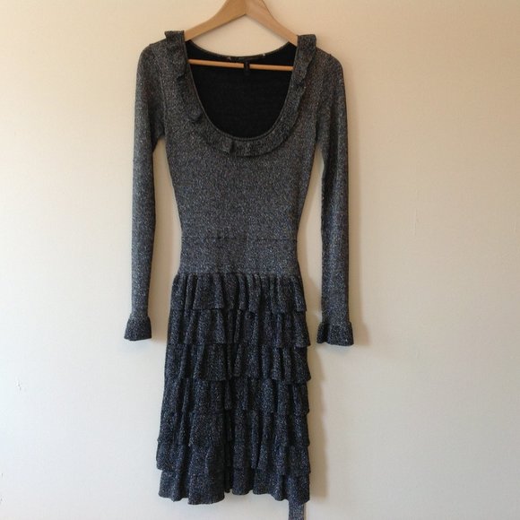 BCBG MAXAZRIA Cassie Dress Silver Black Metallic Midi Dress, NWOT, XS - Picture 5 of 11